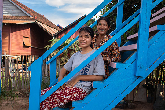 Sonita(L) and mother Rem(R) at home in Siem Reap Cambodia
